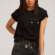 Load image into Gallery viewer, Fangs Don't Tell Me to Smile Halloween Feminist T-Shirt