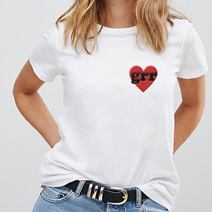 Embroidered Feminist T Shirt - Grr Heart-Feminist Apparel, Feminist Clothing, Feminist T Shirt-The Spark Company-The Spark Company