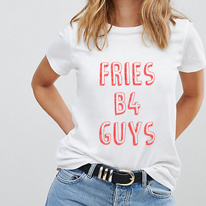 Fries Before Guys - Feminist T-Shirt-Feminist Apparel, Feminist Clothing, Feminist T Shirt-The Spark Company-The Spark Company