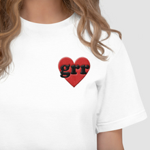 Load image into Gallery viewer, Embroidered Feminist T Shirt - Grr Heart-Feminist Apparel, Feminist Clothing, Feminist T Shirt-The Spark Company-The Spark Company