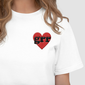 Embroidered Feminist T Shirt - Grr Heart-Feminist Apparel, Feminist Clothing, Feminist T Shirt-The Spark Company-The Spark Company