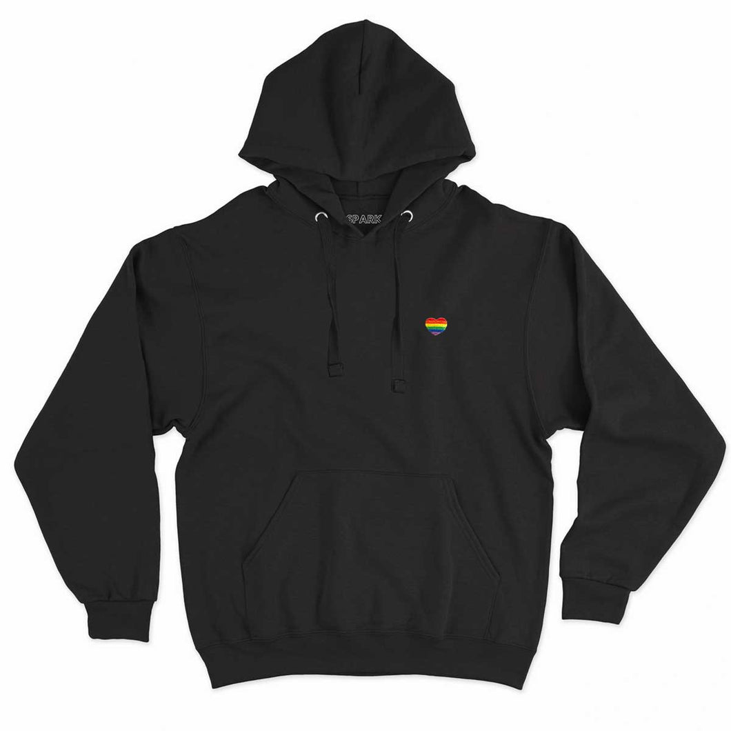 Rainbow Heart Embroidery Detail LGBTQ+ Pride Hoodie