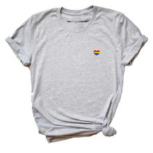 Load image into Gallery viewer, Rainbow Heart Embroidery Detail LGBTQ+ Pride T-Shirt