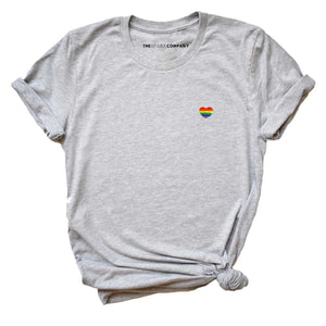 Rainbow Heart Embroidery Detail LGBTQ+ Pride T-Shirt