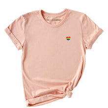 Load image into Gallery viewer, Rainbow Heart Embroidery Detail LGBTQ+ Pride T-Shirt