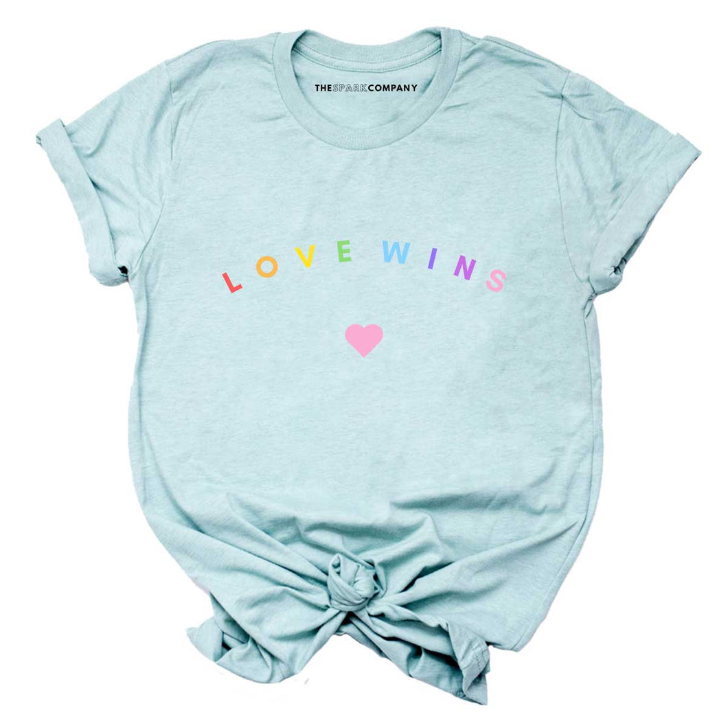 Love Wins Pastel Heart LGBTQ+ Pride T-Shirt