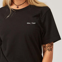 Load image into Gallery viewer, Pronouns Embroidered T-Shirt